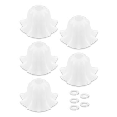 Imagem de Conjunto de 5 abajures de plástico, abajures de flor 9,4 cm superior x 19,6 cm inferior x 11,4 cm de altura, abajur de mesa de aldeia litorânea, luminárias de chão, luminária pendente, abajur de