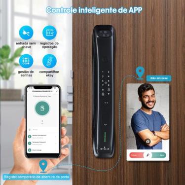 Imagem de Fechadura Elétrica Digital Câmera Reconhecimento Facial Biométrica Sen