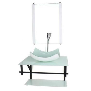 Imagem de Gabinete Vidro Banheiro 60Cm Ap Cuba Retangular Curvada - Cubas E Gabi