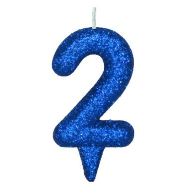 Imagem de Vela De Aniversário Número Magic Glitter Azul - PartiuFesta