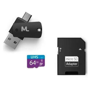 Imagem de Cartão Memória 64gb Usb Dual Sd 80mb/s 4x1 Multilaser - MC152, 64GB