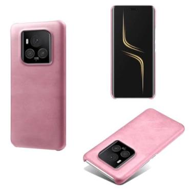 Imagem de Capa para Honor Magic 6 Ultimate,Proteção contra quedas,Casca de volta de cor sólida simples,Design de couro de imitação de plástico-Pink