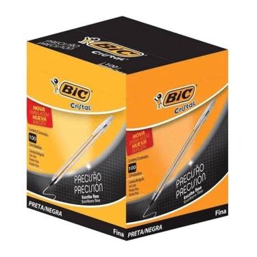 Imagem de Caneta esfer Cristal fina preta cx c/ 100 unid Bic