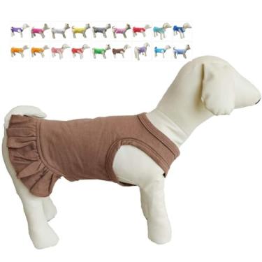 Imagem de Lovelonglong 2019 vestido para cachorro esportivo camisetas regatas regatas para cachorros femininos tamanho pequeno miniatura 100% algodão 18 coresLovelonglong L (Only for Small Dog) café