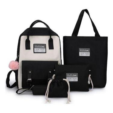 Imagem de Conjunto de 5 mochilas para estudantes, bolsas escolares, caneta, lona