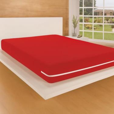 Imagem de Protetor de Colchão Queen, Malha Gel, Impermeável com Zíper, 140x190 cm (VERMELHO)