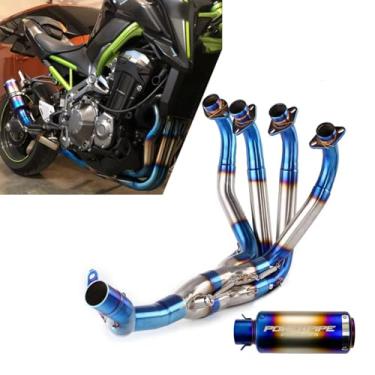 Imagem de Escapamento Z900 Full Inox Completo Ponteira Cores 2017 até 2019 Sem Adaptações Esportivo (Colorido Estilizado)