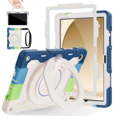 Imagem de ROISKIN Capa para Galaxy Tab A9 Plus 5G/A9+ 11 polegadas com protetor de tela HD e alça de ombro, capa militar resistente para Samsung Galaxy A9 Plus SM-X210/X216/X218 - Suporte giratório para