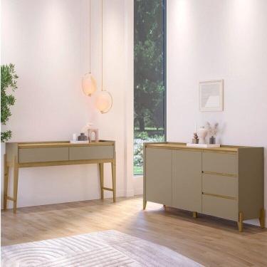 Imagem de Buffet Rennes 3 Gavetas e 2 Portas com Aparador 2 Gavetas Rennes Hannover / Cinza