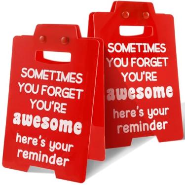 Imagem de 2 peças de placas de escritório engraçadas, placas motivacionais de escritório, placas motivacionais, decoração de escritório engraçada, placas de citação de escritório legais, placas de mesa de