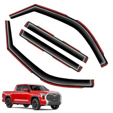 Imagem de Viseiras de janela protetores de chuva FIT 2022–2025 Toyota Tundra CrewMax – defletores de ventilação no canal, conjunto de 4 peças para todos os climas