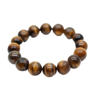 Imagem de TUDUHUT Pulseira elástica unissex com contas de olho de tigre amarelo de 12 mm para fazer joias, artesanato artesanal