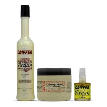 Imagem de Kit De Argan Coiffer shampoo shampote e oleo p/ Limpeza e Hidratação C