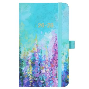 Imagem de Agenda de bolso/calendário 2021-2024 - Agenda de bolso mensal/calendário com 63 páginas de notas, julho de 2021 - junho de 2024, 9,7 x 16 cm, agenda mensal de 3 anos com bolso interno e suporte de caneta - óleo de pintura