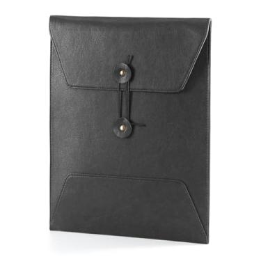 Imagem de Pasta de arquivo de couro para documentos, pasta de documentos importante com cordão de amarrar, capa para notebook, organizador de arquivos de couro, pasta de arquivamento de envelopes A4 (vertical