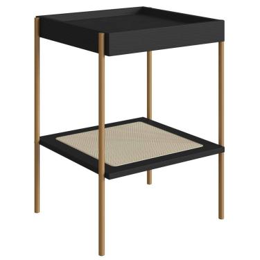 Imagem de Mesa Lateral 58 CM Pes Metal Palhinha Oslo 28962 Nero Artesano