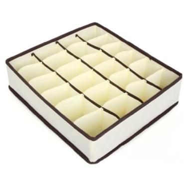 Imagem de Organizador de Gaveta Colmeia 24 Divisórias TNT Respirável Dobrável Ideal Para Roupas Íntimas Calcinhas Cuecas Meias Guarda-Roupa Anti Poeira Umidade Organização Prática Compacta (Bege e Marrom)