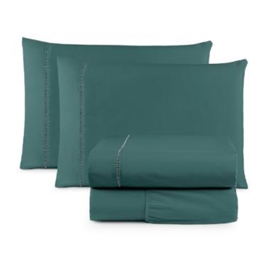 Imagem de Jogo De Lençol Casal Padrão 3pçs Micropercal 400 Fios Aveludado Não Gera Bolinhas (VERDE COTA)