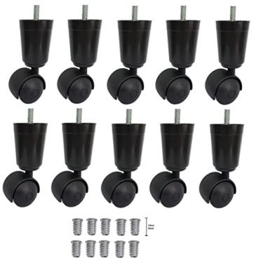 Imagem de Pé Cama Box Preto Rodízio + Bucha Americana (10)