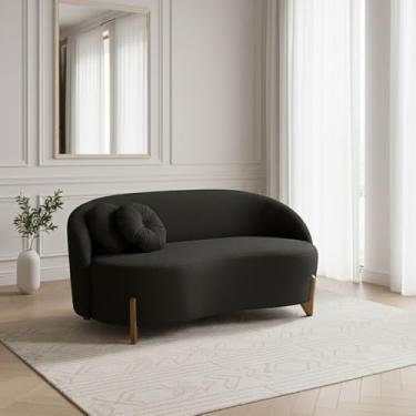 Imagem de Sofá Orgânico 2 Lugares C/2 Almofadas Curvo Sala Recepção Amsterdã Boucle - Montanaris Decor (Preto)