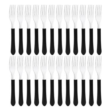 Imagem de Kit 24 Garfo De Mesa Tramontina Leme Inox Cabo Preto