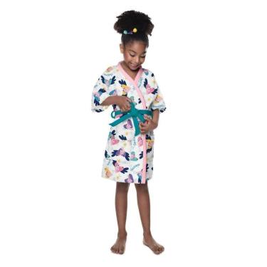 Imagem de Roupao Felpudo Infantil Quimono Estampado Faz-De-Conta M