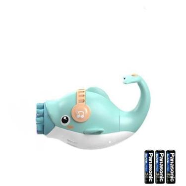 Imagem de Kit 1 Golfinho Bolha Sabão Criança Infantil+ 3 Pilha Azul 3
