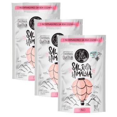 Imagem de Kit 3 Sal Rosa Do Himalaia Iodado Fino Br Spices Sachê 250g