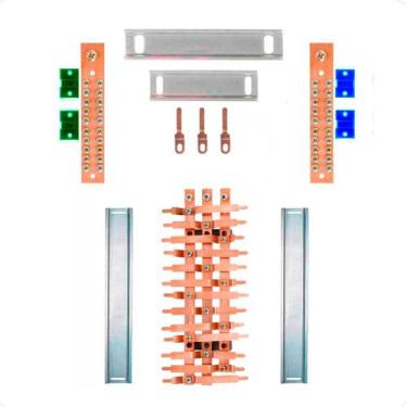 Imagem de Kit Barramento Trifásico 80A para 26 Circuitos com Placa de Policarbon