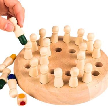 Imagem de Brinquedo Educativo Madeira Jogo Memória Infantil Didático colorido co