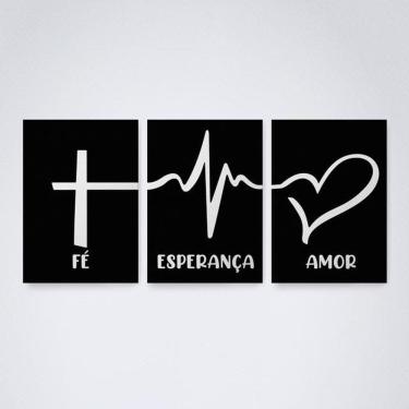 Imagem de Quadro Dec. Amor Fé e Gratidão V13 30x20cm - Qualidade