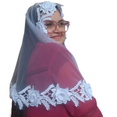 Imagem de Véu CCB Tule Francês Transparente Renda 3D Adulto - Meu Véu, Redondo (