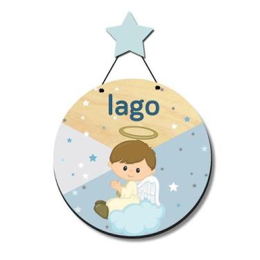 Imagem de Enfeite Porta Maternidade em MDF Personalizado com Nome e Anjinho - Id