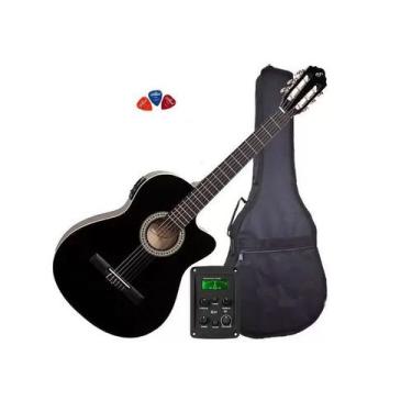 Imagem de Violão Eletroacústico GIANNINI Nylon Flat NF-14 Preto + Capa + Palheta