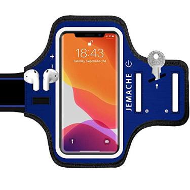 Imagem de Capa para iPhone 11 Pro, iPhone X/PP, braçadeira JEMACHE resistente à água, academia, exercícios, corrida, braço, capa para iPhone 11Pro, X, PP (5,8") com suporte para chave, Azul marinho