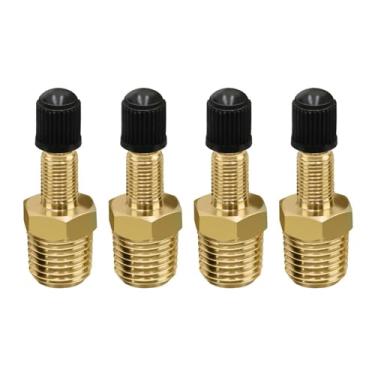 Imagem de 4 peças de válvula de tanque de latão 1/10.2 cm macho NPT para adaptador de válvula Schrader, inflador de pneu, mandril de ar para uso automotivo