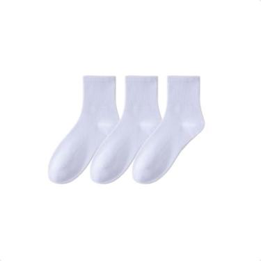 Imagem de Kit 3 Pares De Meias Cano Médio Cores Neutras Confortável Meias Esport