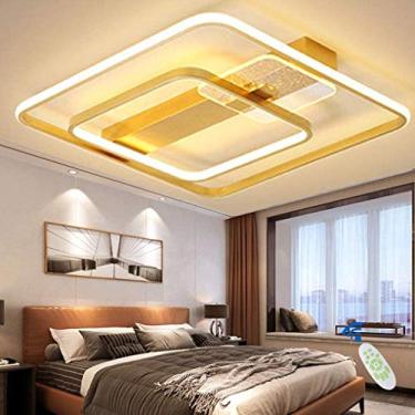 Imagem de Luminária de teto LED regulável com controle remoto Luminária de teto moderna com design quadrado criativo para corredor, sala de jantar, estudo, escritório, quarto, sala de estar, cozinha,