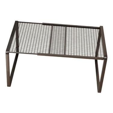 Imagem de MotiveTech Organizador de prateleira expansível para armário, especiarias, organização, guarda-roupa, banheiro, economizador de espaço, despensa reutilizável, Black L