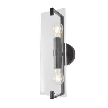 Imagem de Luminárias de parede industriais, arandela de metal preta, luminária E27 com fiação interna e abajur de acrílico para sala de estar, quarto e corredor (transparente)