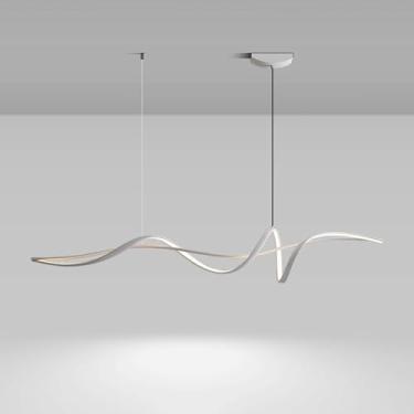 Imagem de Luminária pendente espiral LED moderna, lustre linear para sala de jantar, luminária de ilha de cozinha, luminária de teto suspensa de 47 polegadas para quarto, sala de estar, restaurante