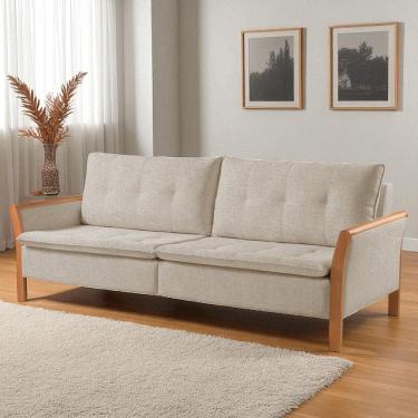 Imagem de Sofá Fixo Matteo 3 Lugares Luxo 1,80m Castellar Móbile Linho Bege