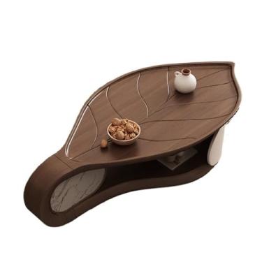 Imagem de Mesa de centro pequena mesa de centro minimalista em forma de folha, design assimétrico moderno em madeira de nogueira para salas elegantes mesa de centro pequena moderna