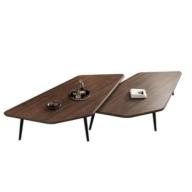 Imagem de Mesa de centro pequena Mesa de centro moderna, minimalista e irregular, pequena mesa lateral para sala de estar, design elegante e com economia de espaço, perfeito para apartamentos compactos Moderno