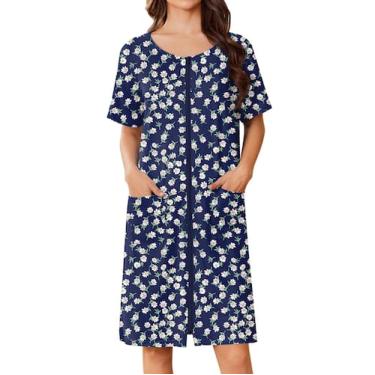 Imagem de Roupão de banho feminino Ekouaer curto com zíper leve S-3XL floral