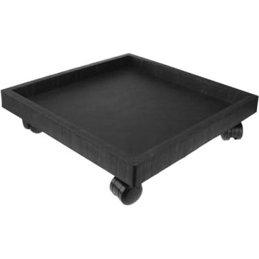 Imagem de 5JJJLOOOPP Bandeja de plantador de mão pesada com 2 bandejas quadradas bandeja de servir quadrada carrinho de plantador resistente com pagamento de roda (590 mm, cinza escuro) (preto 420 mm)