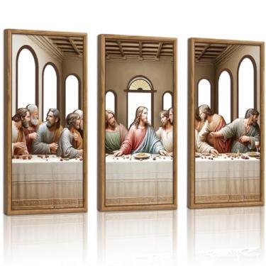 Imagem de KAIRNE 3 peças de arte de parede Jesus Última Ceia, decoração de parede de madeira cristã, decoração de madeira de fé religiosa, arte de versículo da Bíblia, arte de Jesus das escrituras para sala de