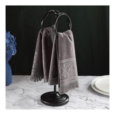 Imagem de Toalheiro autônomo de aço inoxidável 304 suporte de toalha de anel duplo suporte de toalha de bancada para toalheiro de banheiro prateleira de toalha de pé