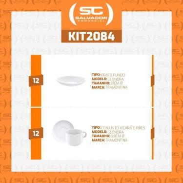 Imagem de Jogo Pratos Fundos e Xícaras Porcelana Tramontina 24 Peças