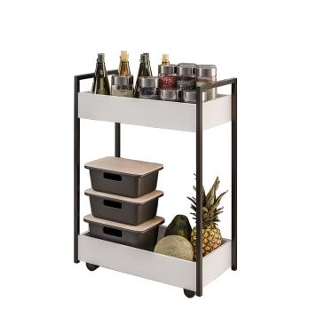 Imagem de Carrinho Gourmet Auxiliar para Cozinha 2 Prateleiras Noah Preto M13 - D'Rossi